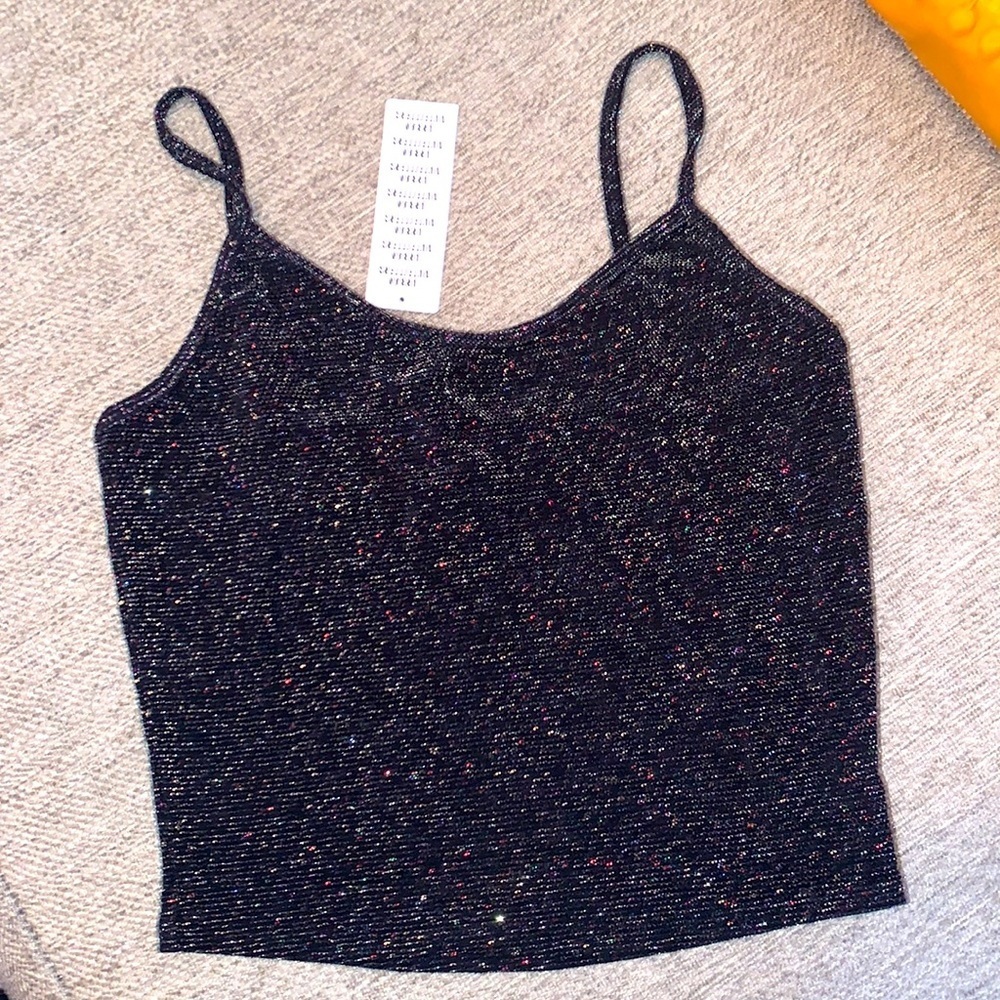 urban outfitters lurex shimmer crop tank top